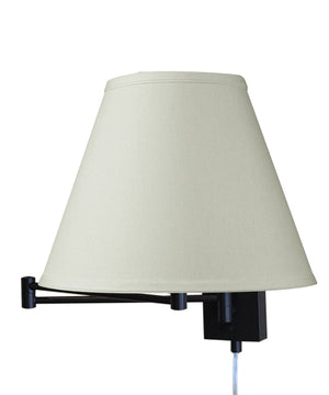 Dimmable Swing Arm Wall Light Bronze Brown Finish with Light Oatmeal Lampshade - For Bedside, Living Room, Reading Chair