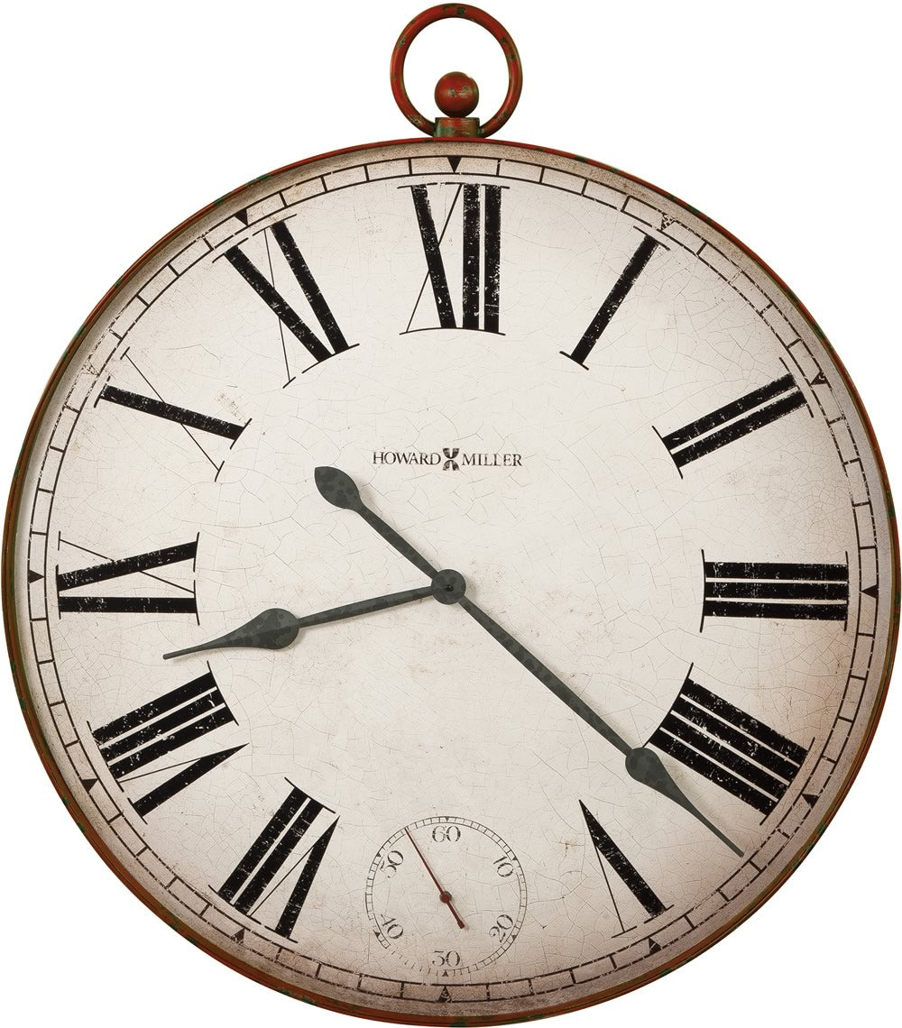 37"H Gallery Pocket Watch II Wall Clock Aged Red