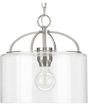Leyden 1-Light Clear Glass Farmhouse Style Hanging Pendant Light Brushed Nickel