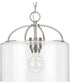 Leyden 1-Light Clear Glass Farmhouse Style Hanging Pendant Light Brushed Nickel