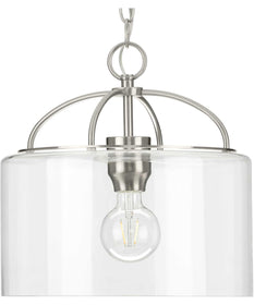 Leyden 1-Light Clear Glass Farmhouse Style Hanging Pendant Light Brushed Nickel