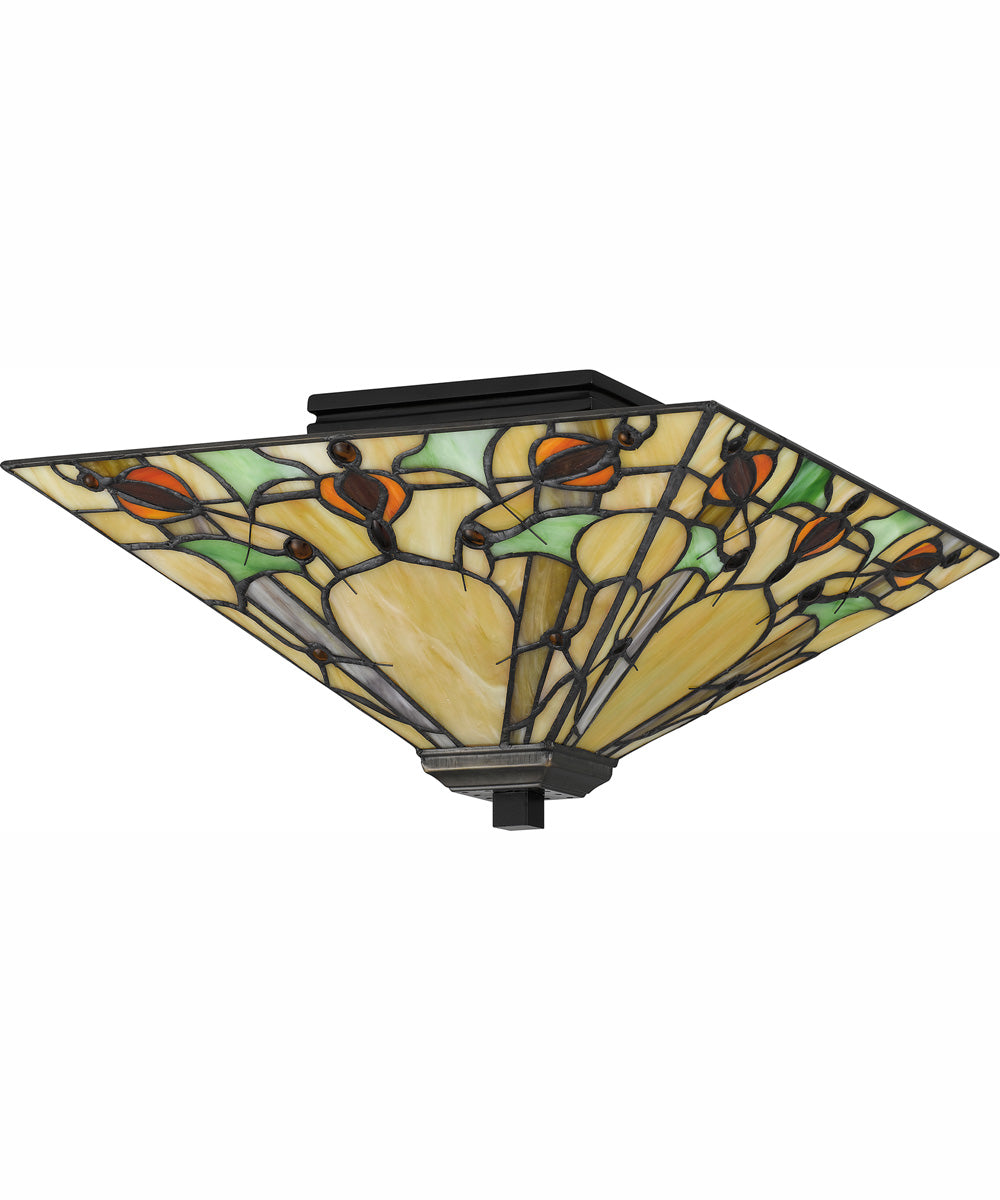 Tiffany Medium 2-light Flush Mount Matte Black