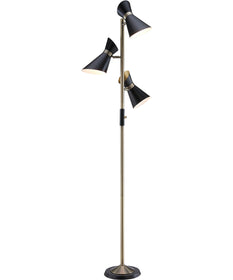 Jared 3-Light 3-Light Tree Lamp Antique Brass/Black/Metal Shade