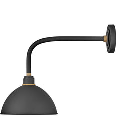 1-Light Medium Straight Arm Outdoor Barn Light in Textured Black