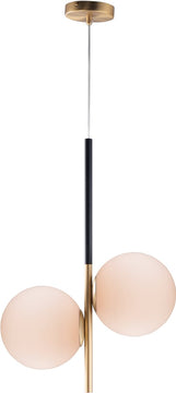 20"W Vesper 2-Light Pendant Satin Brass / Black