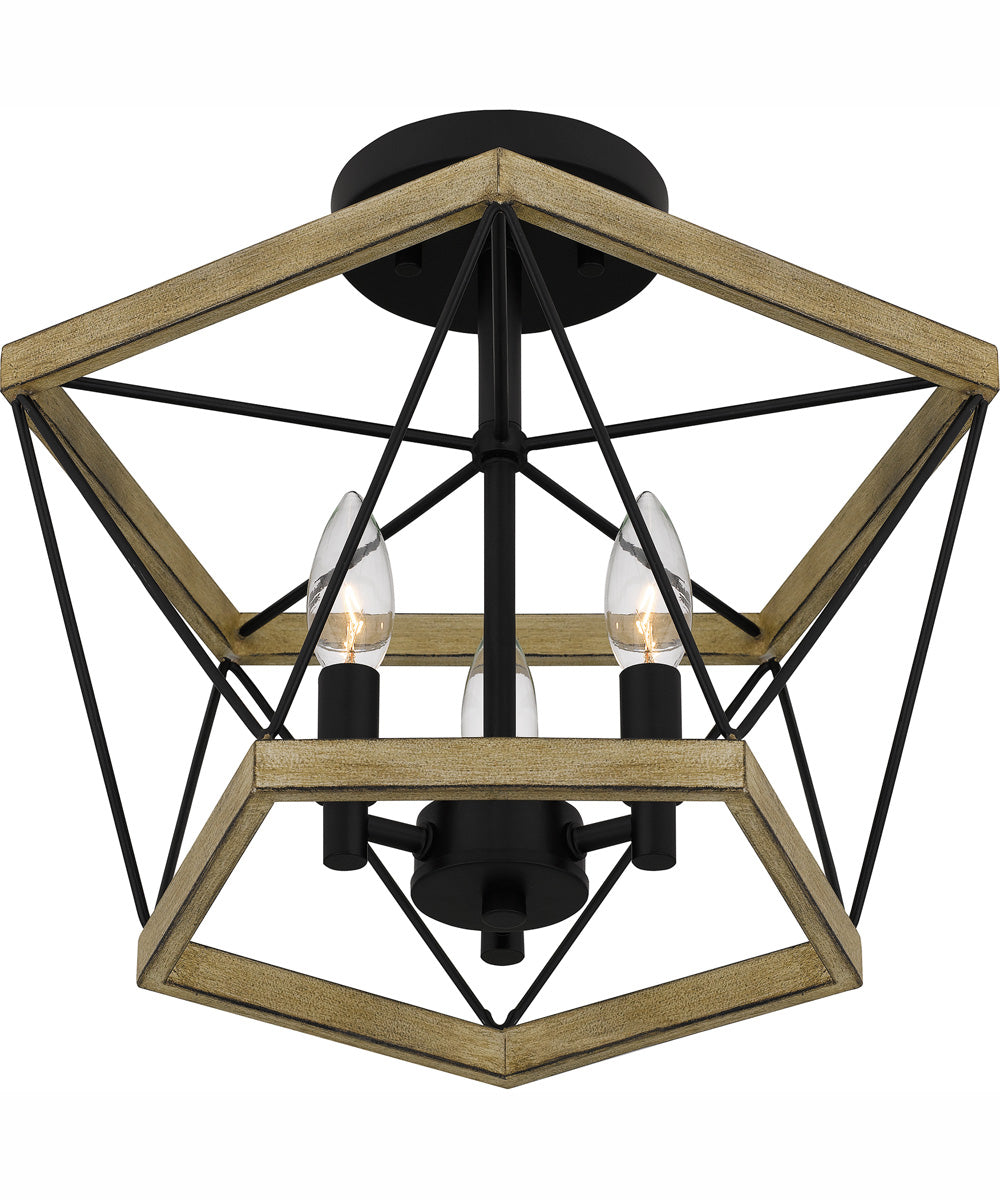 Quoizel Semi-Flush Mount Medium 3-light Semi Flush Mount Whitewashed Walnut