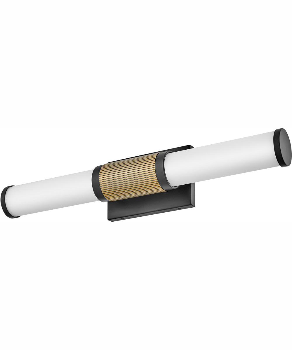 Zevi LED-Light Medium LED Vanity in Black with Lacquered Brass Accents