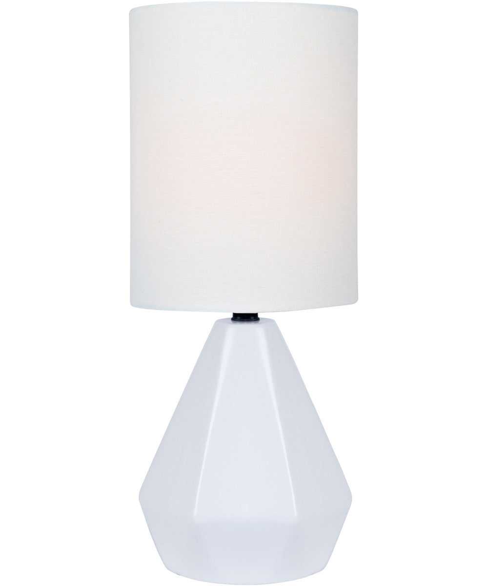 Mason 1-Light Mini Table Lamp White Ceramichrome/ White Linen Shade