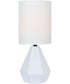 Mason 1-Light Mini Table Lamp White Ceramichrome/ White Linen Shade