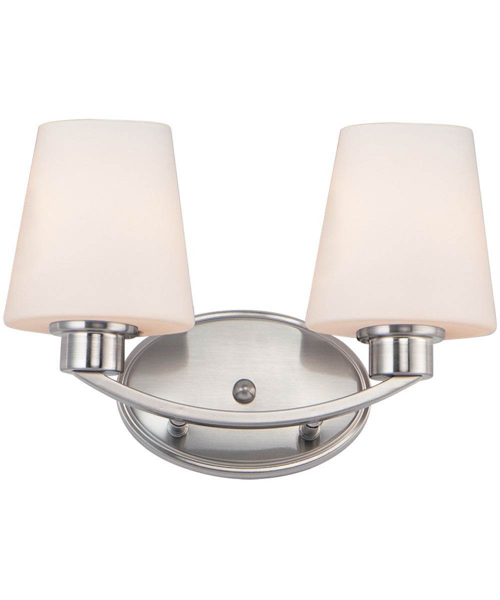 13"W Shelter 2-Light Bath Vanity Satin Nickel