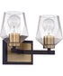 Avante Grand 2-Light Vanity Flat Black/Satin Brass