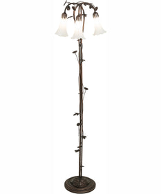 58" High White Tiffany Pond Lily 3 Light Floor Lamp