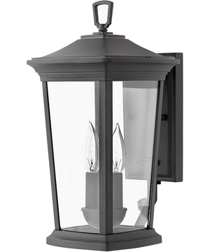 Bromley 2-Light LED Small Outdoor Wall Mount Lantern in Museum Black