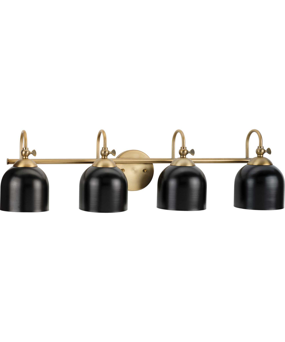 Dalton 4-Light Farmhouse Metal Shade Bath Vanity Light Vintage Brass