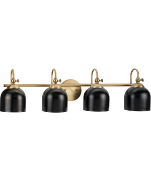 Dalton 4-Light Farmhouse Metal Shade Bath Vanity Light Vintage Brass