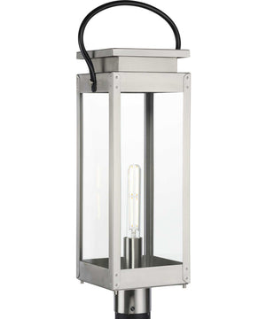 Union Square 1-Light Clear Glass Outdoor Post Lantern Stainless Steel