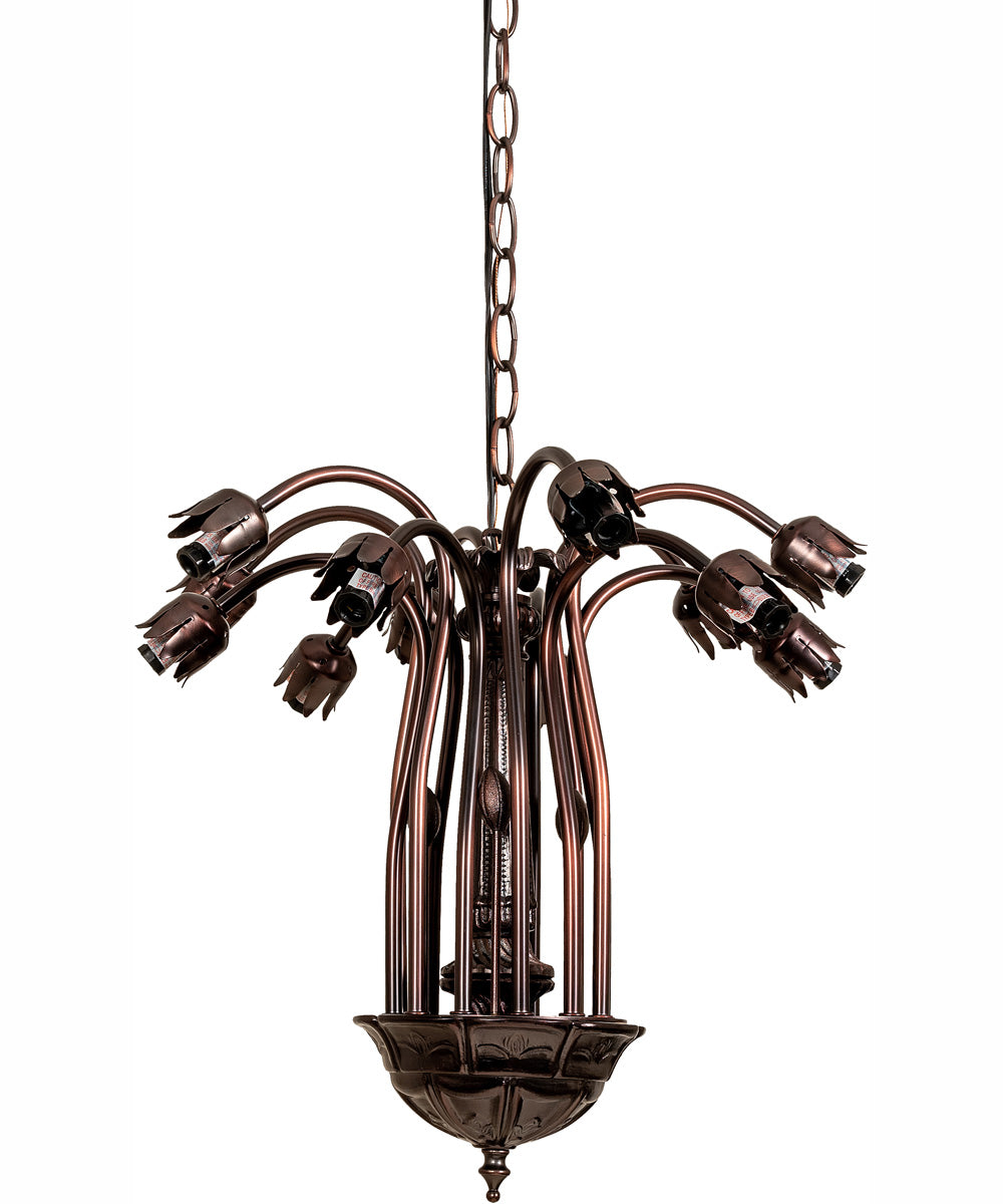 24" Wide Amber Tiffany Pond Lily 12 Light Chandelier