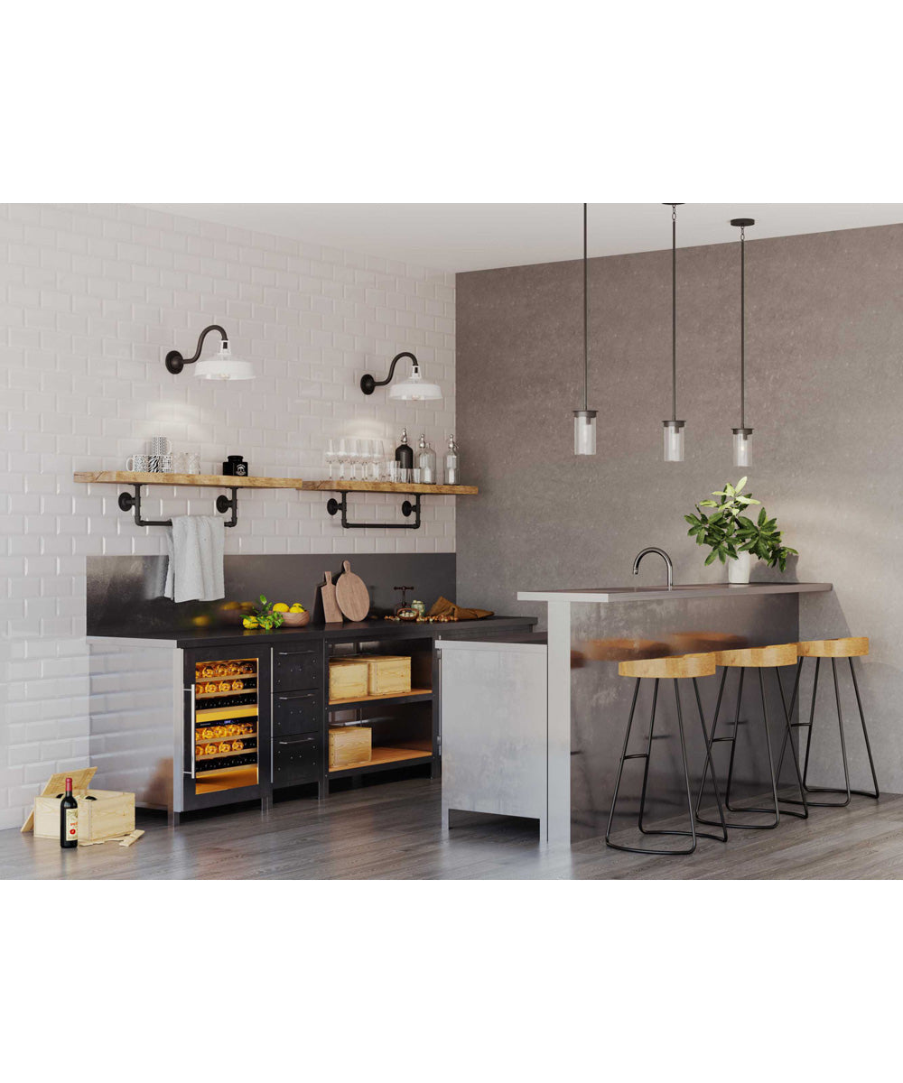 Kellwyn 1-Light Clear Glass Transitional Style Hanging Mini-Pendant Light Matte Black