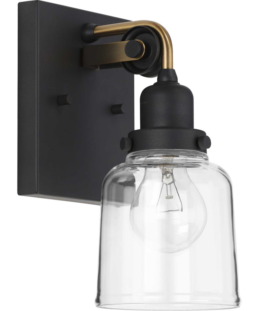 Rushton 1-Light Clear Glass Farmhouse Bath Vanity Light Graphite