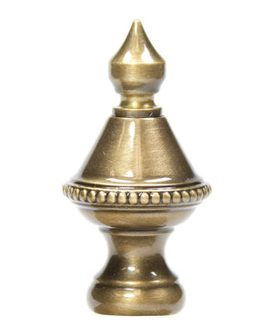 2"H Beaded Knob Finial Antique Brass