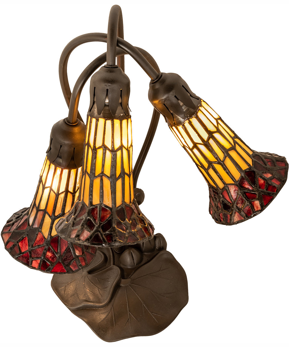 16" High Stained Glass Pond Lily 3 Light Accent Lamp