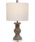 24"H 1-Light Table Lamp Ceramic and  Steel in Metallic Stone Gray with a Drum Shade