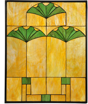 25"H x 20"W Ginko Stained Glass Window