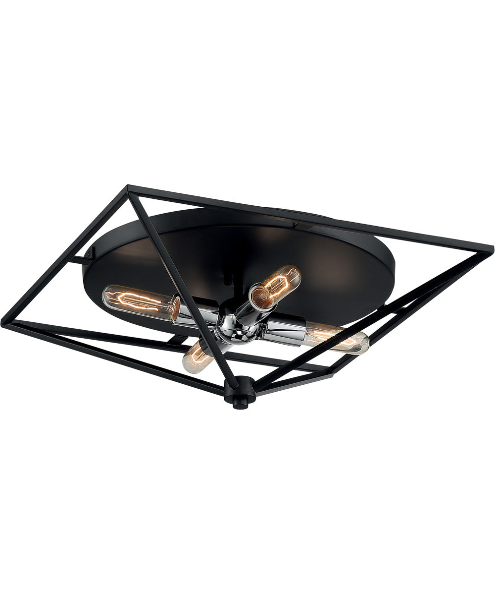 19"W Legend 4-Light Close-to-Ceiling Black / Polished Nickel