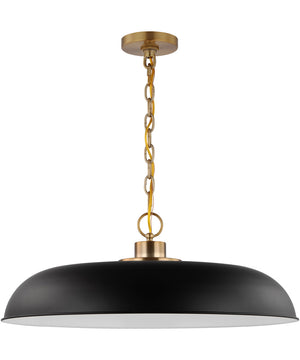Colony 1-Light Pendant Matte Black / Burnished Brass