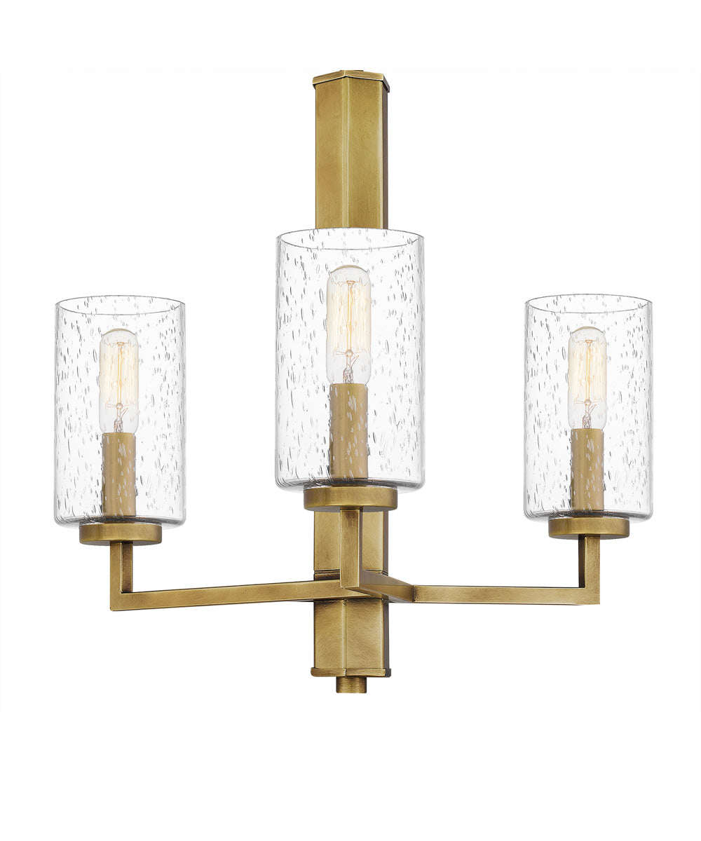 Sunburst 3-light Chandelier Weathered Brass