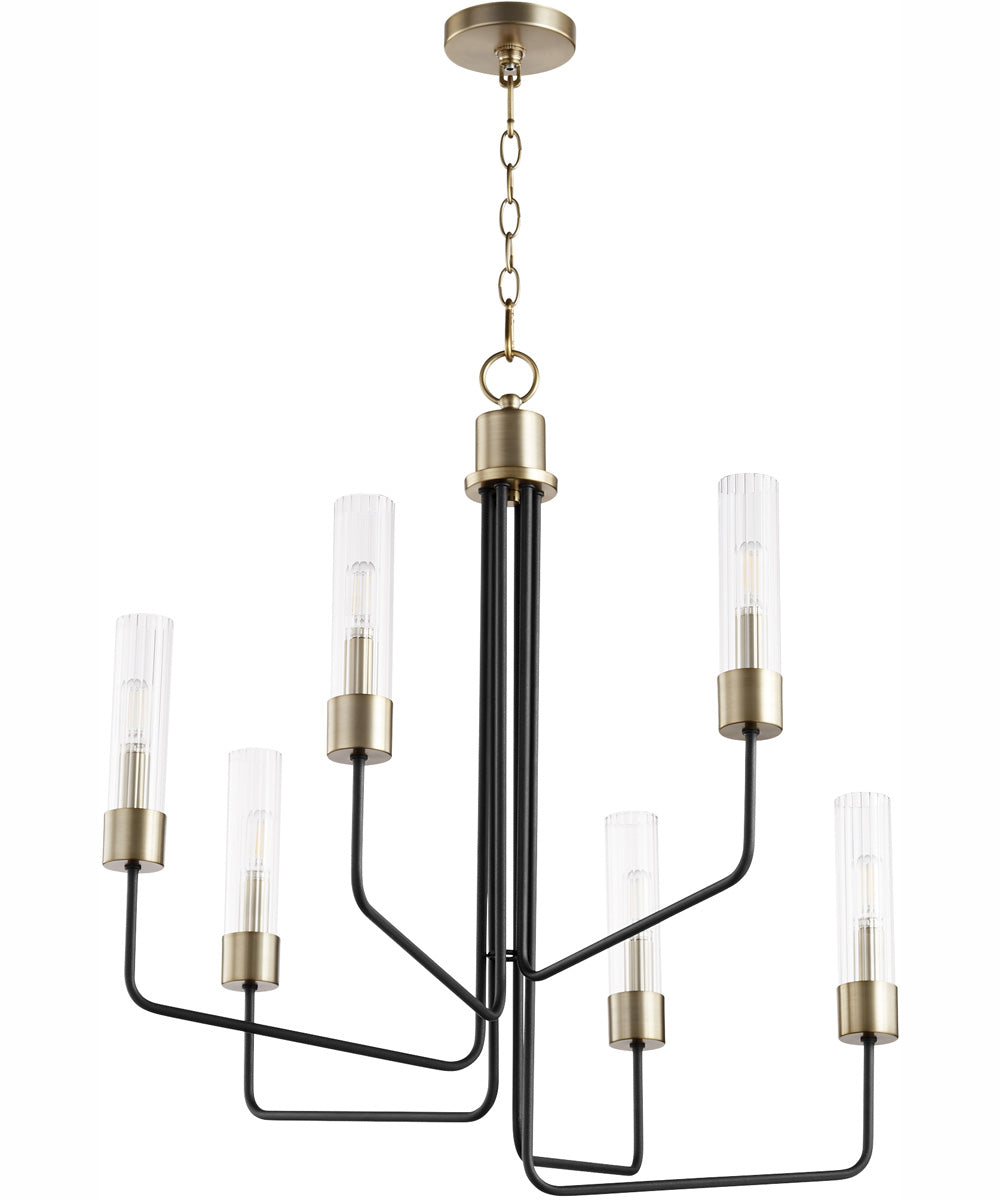 Helix 6-light Chandelier Textured Black w/ Aged Brass