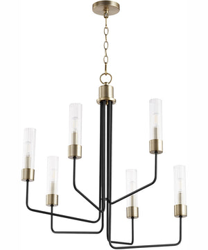 Helix 6-light Chandelier Textured Black w/ Aged Brass