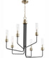 Helix 6-light Chandelier Textured Black w/ Aged Brass