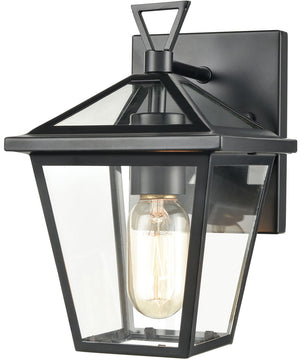Main Street 1-Light Outdoor Sconce Black/Clear Glass Enclosure