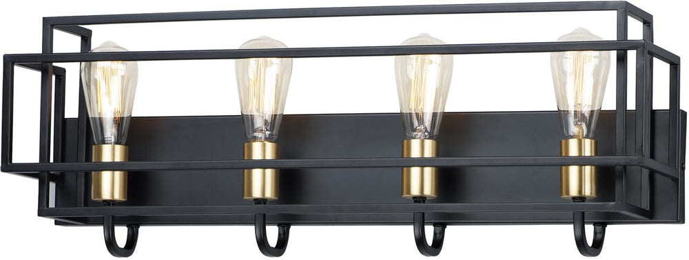 29"W Liner 4-Light Bath Vanity Black / Satin Brass