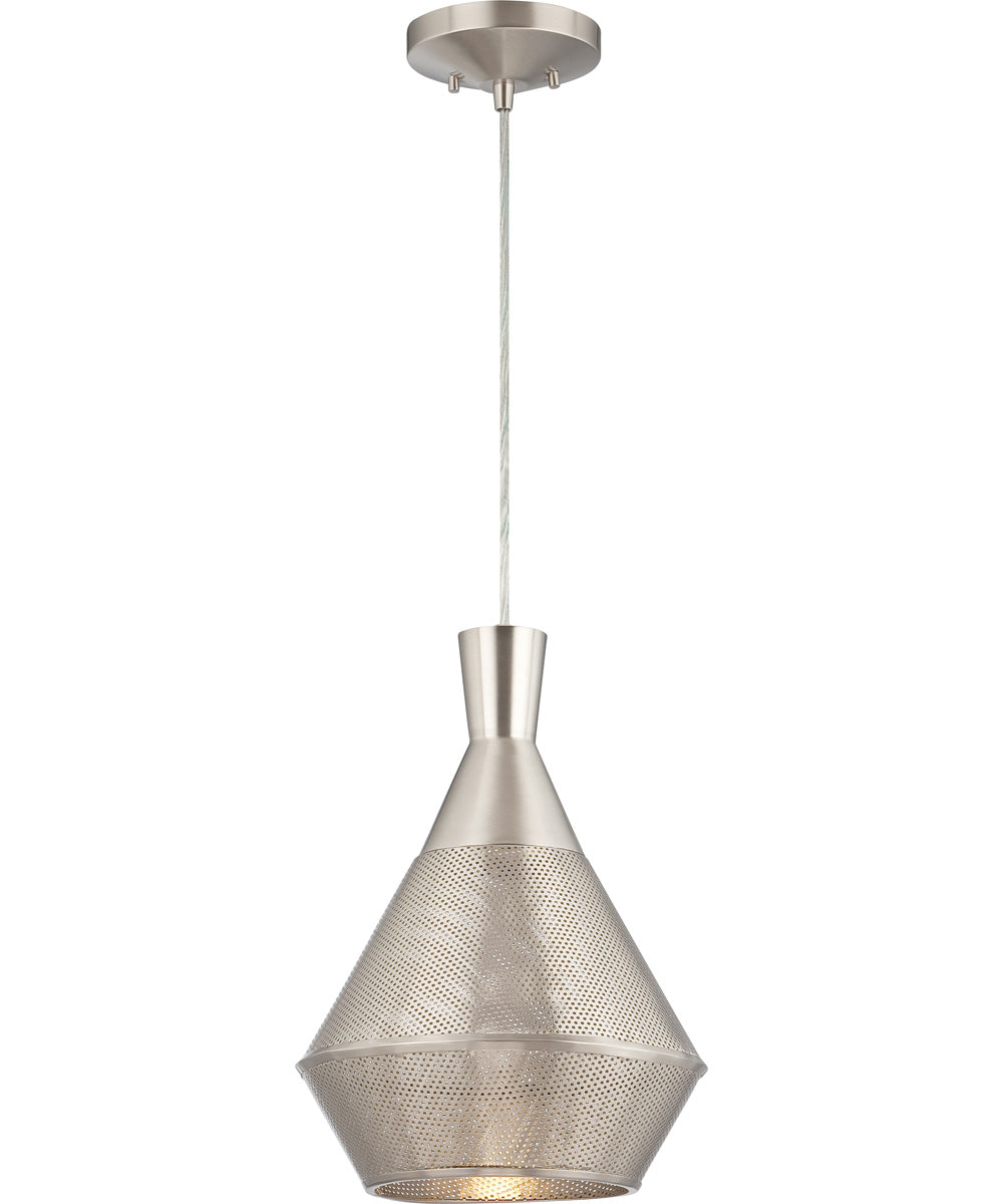 11"W Jake 1-Light Pendant Satin Steel