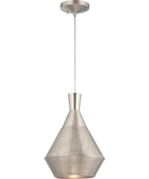 11"W Jake 1-Light Pendant Satin Steel