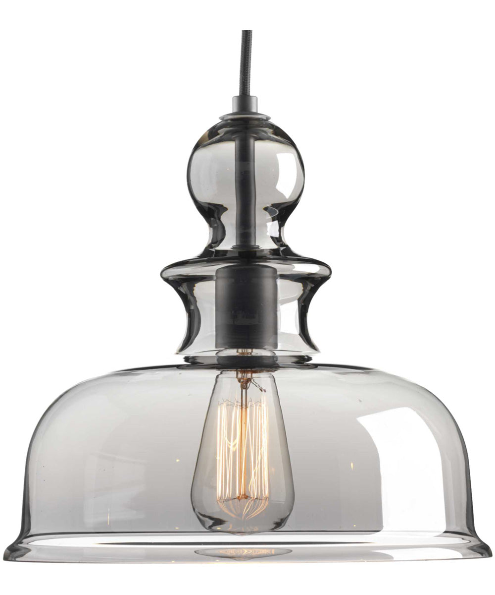 Staunton 1-Light Smoke Glass Global Pendant Light Graphite