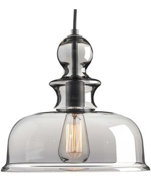 Staunton 1-Light Smoke Glass Global Pendant Light Graphite