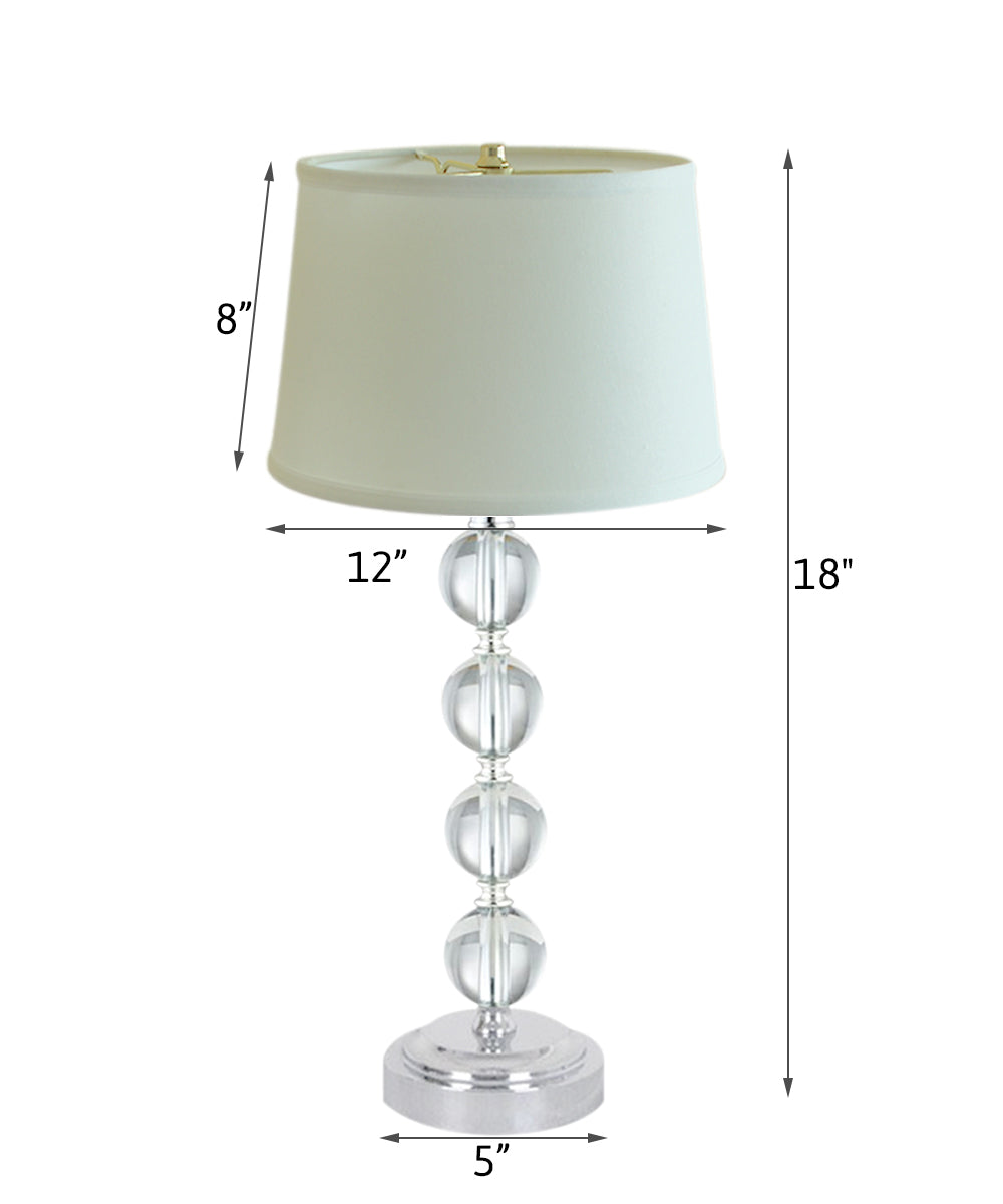 18"H Stacked Glass Ball Lamp Set Brushed Nickel, White Lampshade (Set of 2)