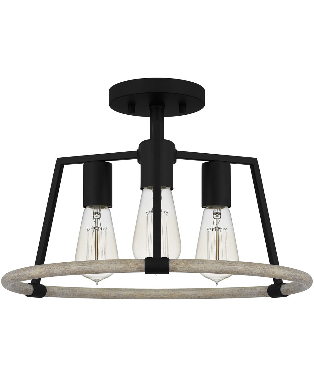Tippet 3-light Semi Flush Mount Matte Black