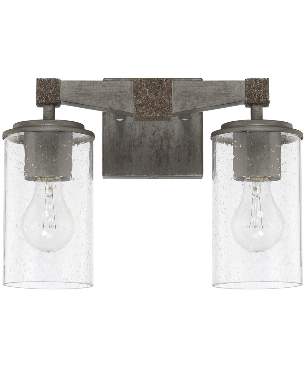 Zac 2-Light Vanity In Urban Grey With Clear Seeded Glass