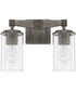Zac 2-Light Vanity In Urban Grey With Clear Seeded Glass