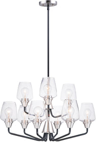 27"W Goblet 9-Light Chandelier Black / Satin Nickel