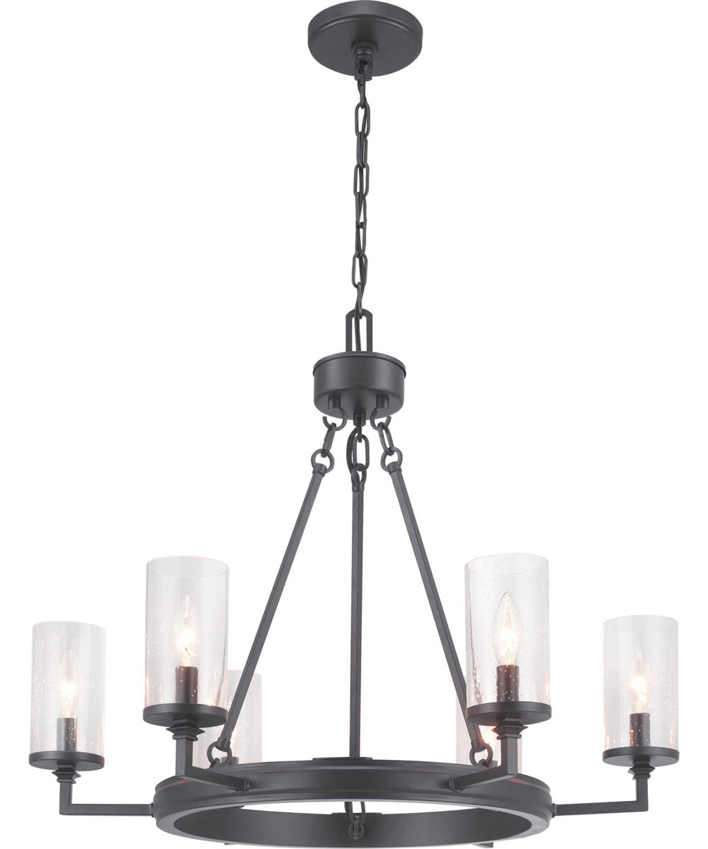 Gresham 6-Light Clear Seeded Glass Farmhouse Chandelier Light Graphite