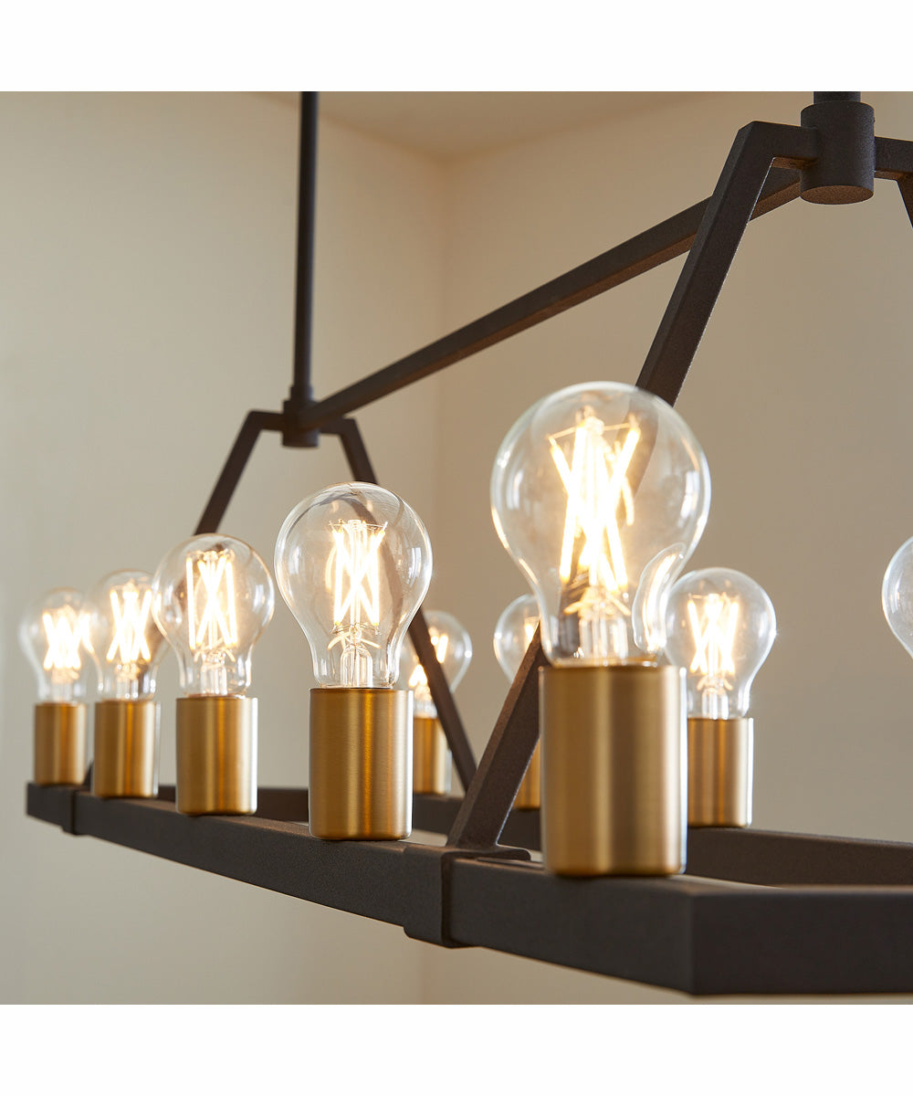 Paxton 10-light Chandelier Textured Black w/ Aged Brass