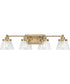 Hinton 4-Light Clear Seeded Glass Farmhouse Bath Vanity Light Vintage Brass