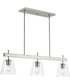 Saffert 3-Light New Traditional Clear Glass Linear Island Chandelier Light Brushed Nickel