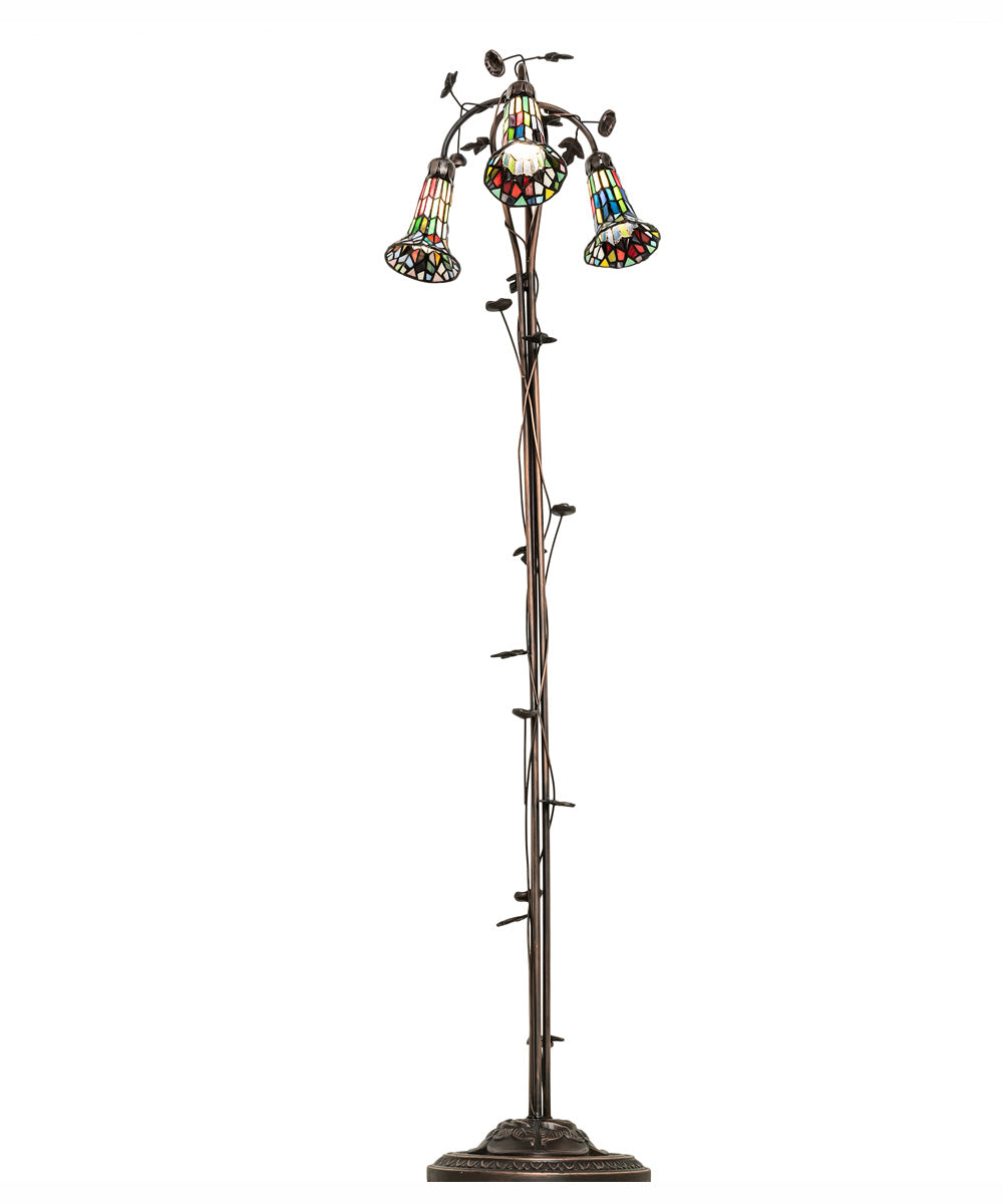 58" High Stained Glass Pond Lily 3 Light Floor Lamp