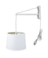 14"W MAST Plug-In Wall Mount Pendant 1 Light White Cord/Arm White Shade